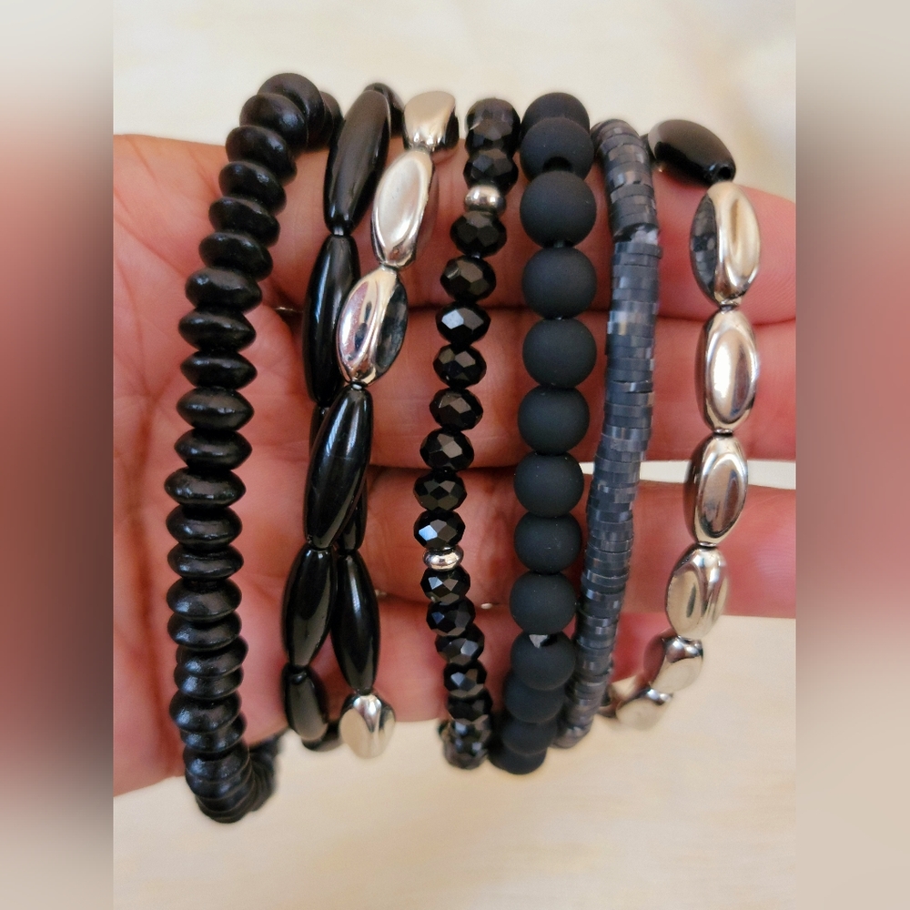 Black & Silver Bracelet Set